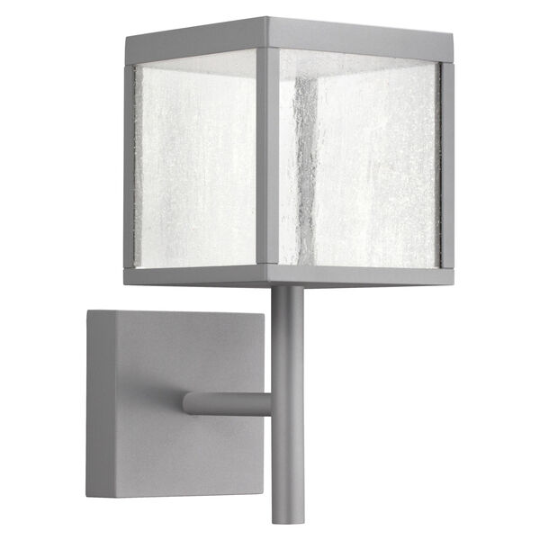 Reveal Satin Gray 7-Inch Led Outdoor Square Wall Sconce With Seeded Glass, image 1