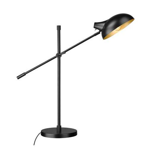 Bellamy Matte Black One-Light Table Lamp with Matte Black Gold Steel Shade, image 5