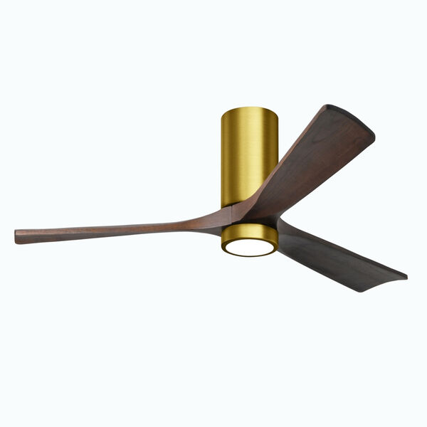 Irene-3HLK Brushed Brass 60-Inch Ceiling Fan with LED Light Kit Walnut Tone Blades, image 1
