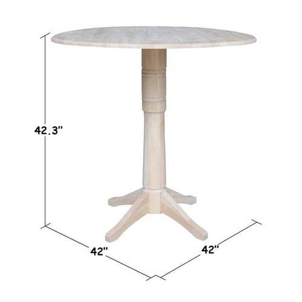 Gray and Beige 42-Inch High Round Dual Drop Leaf Pedestal Table, image 5