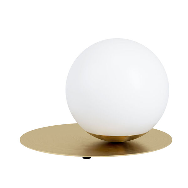Arenales Brushed Brass One-Light Table Lamp with White Opal Glass, image 1