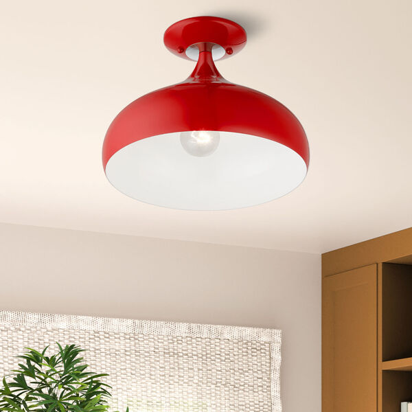 Amador Shiny Red with Polished Chrome Accents One-Light Semi-Flush Mount, image 3