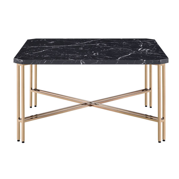 Daxton Black and Gold Faux Marble Square Cocktail Table, image 2