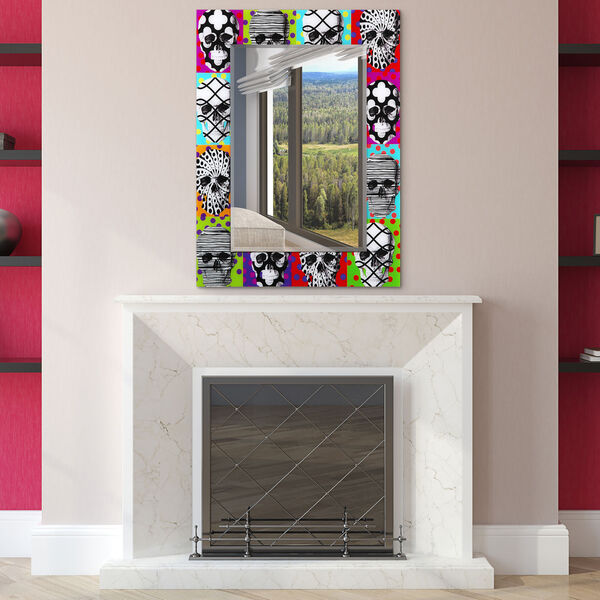 Sugar Skulls Multicolor 48 x 36-Inch Rectangle Beveled Wall Mirror, image 5