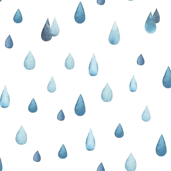 Clara Jean Raindrop Blue And White Peel And Stick Wallpaper, image 1