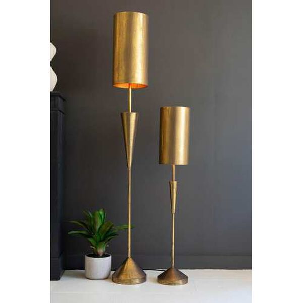 Gold Antique Floor Lamp with Metal Barrel Shade, image 2