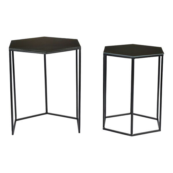 Polygon Black Glass Top Accent Table, Set Of Two, image 4