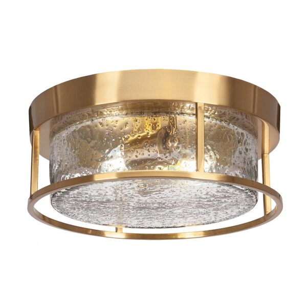 New Age Brass 12-Inch Two-Light Flush Mount with Smoke Bubble Glass, image 1