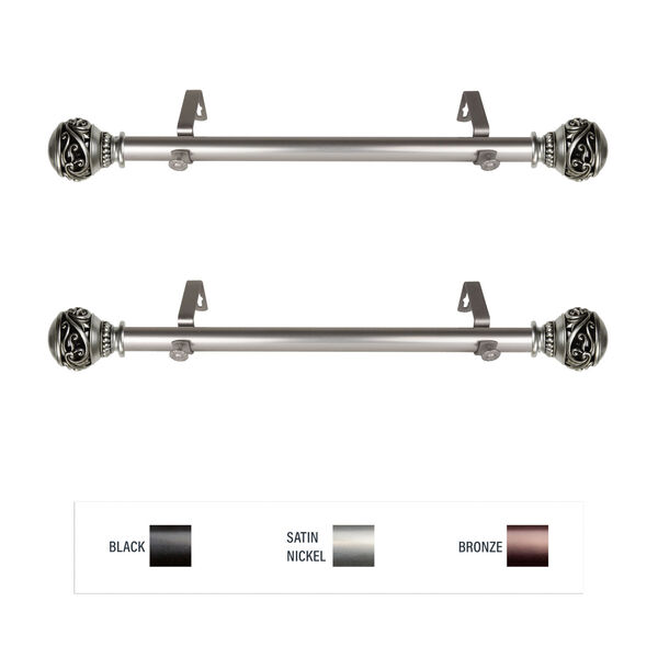 Isabella Satin Nickel Side Curtain Rod, Set of Two, image 1