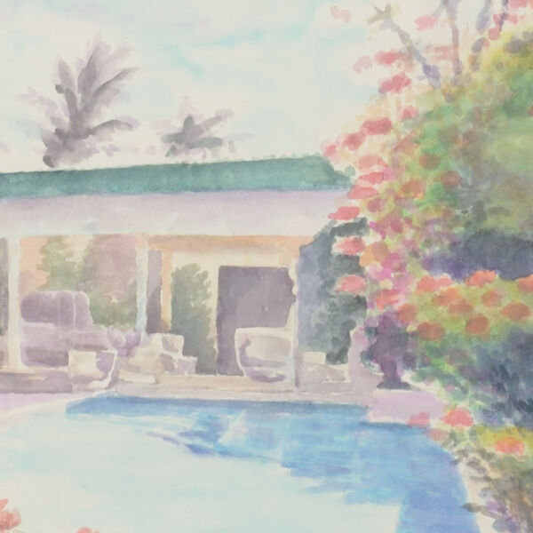 White Poolside Watercolor III, image 2