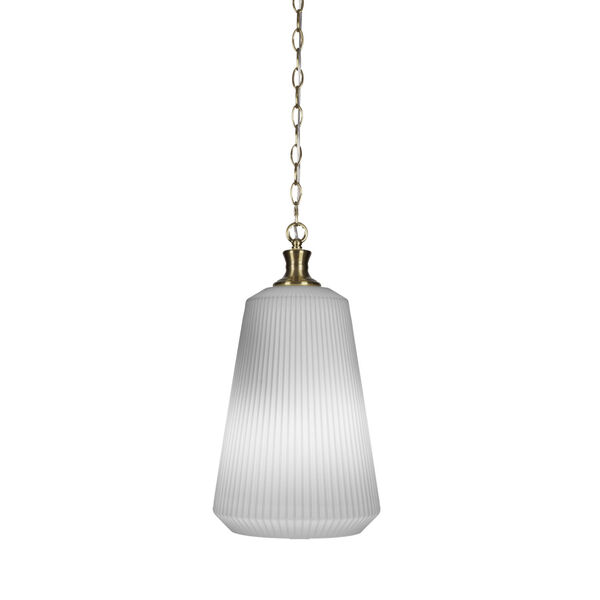 Carina New Age Brass One-Light 18-Inch Chain Hung Pendant with Opal Frosted Glass, image 1