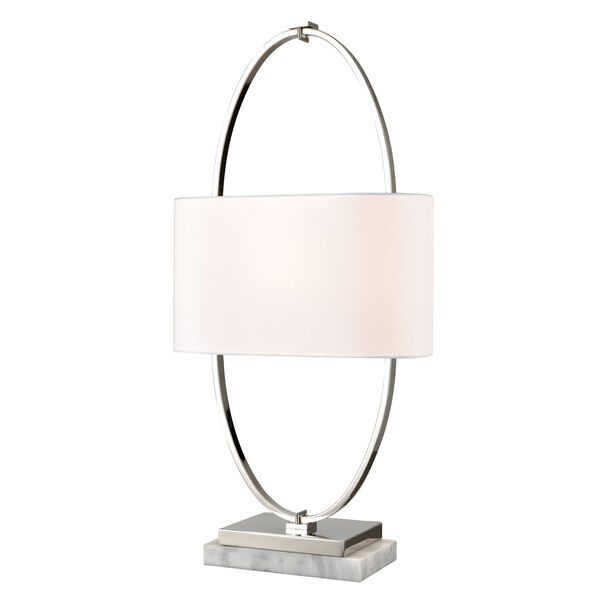 Gosforth Polished Nickel and White One-Light Table Lamp, image 1