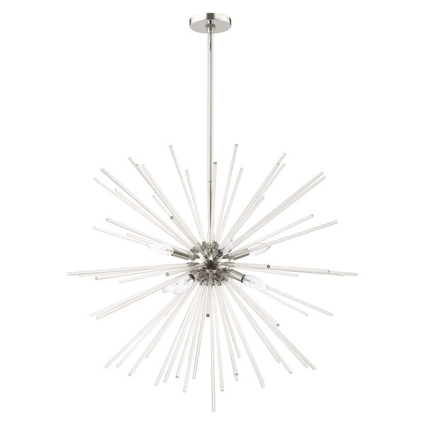 Utopia Polished Chrome 34-Inch Eight-Light Pendant Chandelier with Clear Crystal Rods, image 2