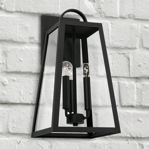 Leighton Black Three-Light Outdoor Wall Lantern with Clear Glass, image 3