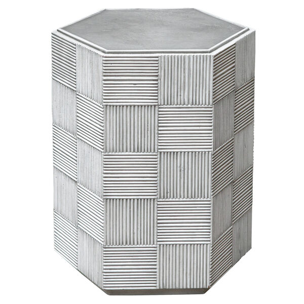 Silo White and Gray Hexagonal Accent Table, image 2