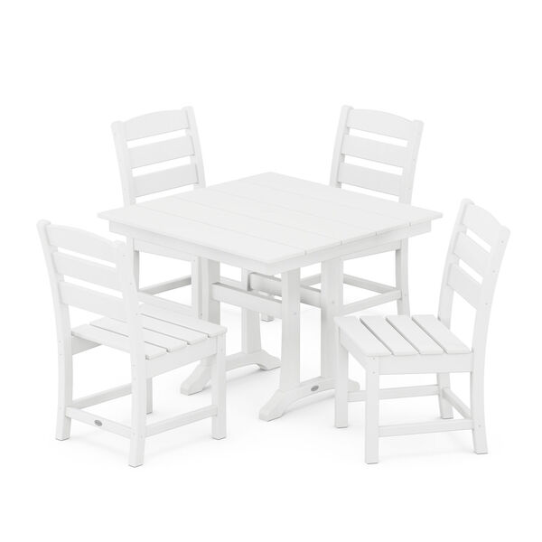 Lakeside White Trestle Side Chair Dining Set, 5-Piece, image 1