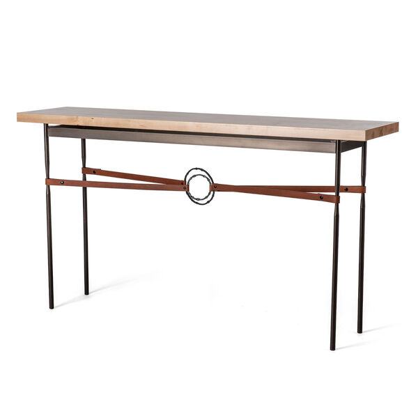 Equus Dark Smoke and Chestnut Console Table with Natural Maple Wood Top, image 1