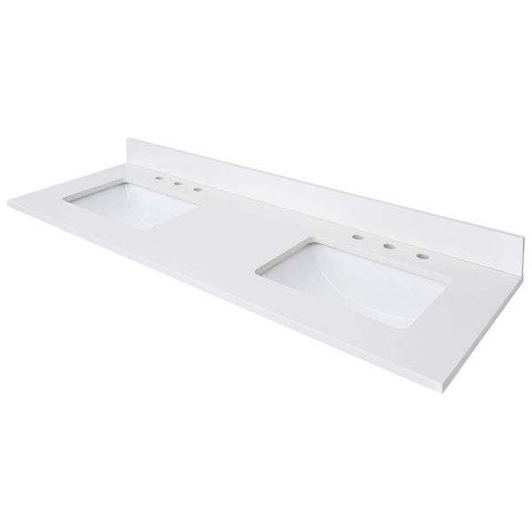 Lotte Radianz Everest White 61-Inch Vanity Top with Dual Rectangular Sink, image 3