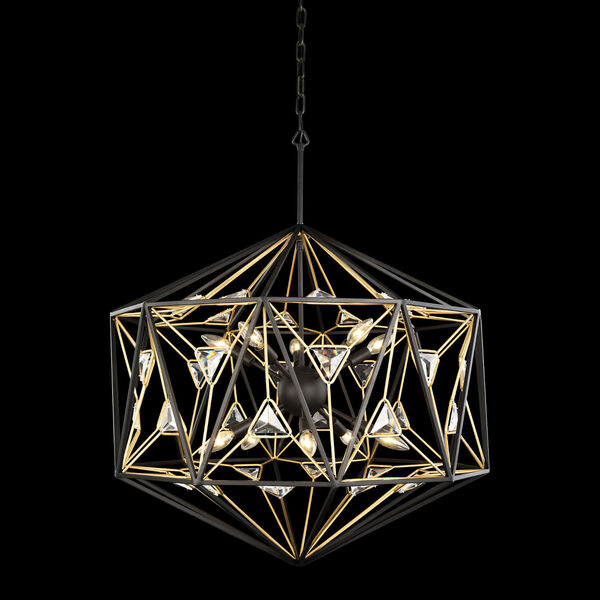 Marcia Matte Black and French Gold 10-Light Orb Pendant, image 6