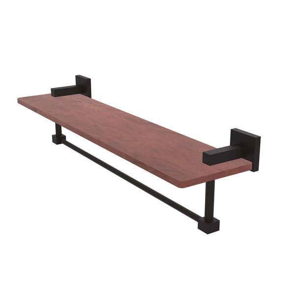 Montero Oil Rubbed Bronze 22-Inch Solid IPE Ironwood Shelf with Integrated Towel Bar, image 1
