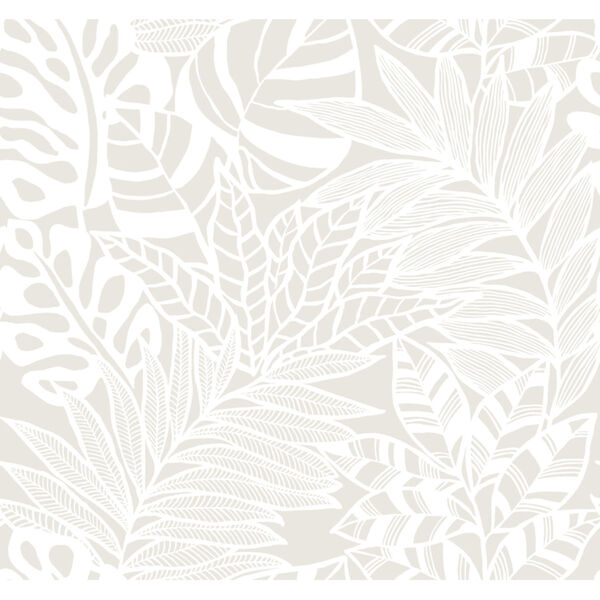 Silhouettes White Jungle Leaves Wallpaper, image 2