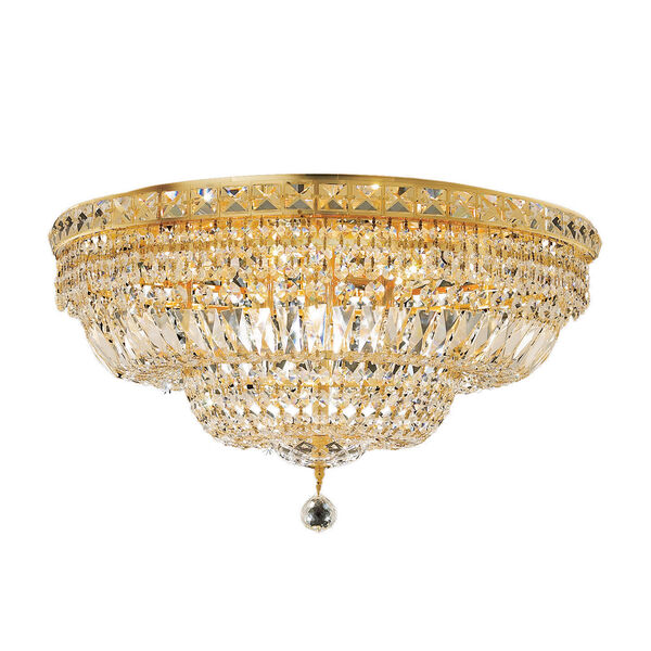 Tranquil Gold Twelve-Light 24-Inch Flush Mount with Royal Cut Clear Crystal, image 1