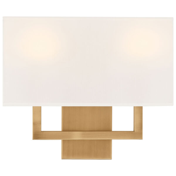 Mid Town Brass-Antique and Satin Rectangular Two-Light LED Wall Sconce, image 2