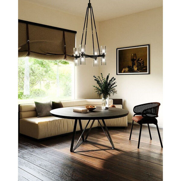 Lucian Urban Bronze Eight-Light Chandelier with Clear Crystal Shades, image 2