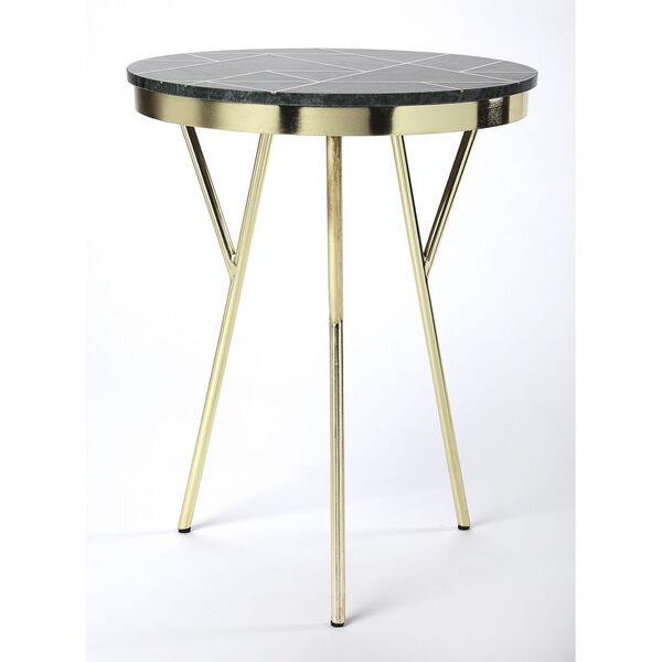 Haven Green Marble and Brass Accent Table, image 4
