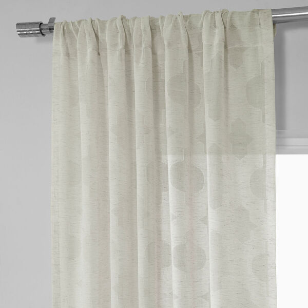 Ivory Tile Patterned Faux Linen Single Panel Curtain 50 x 96, image 5