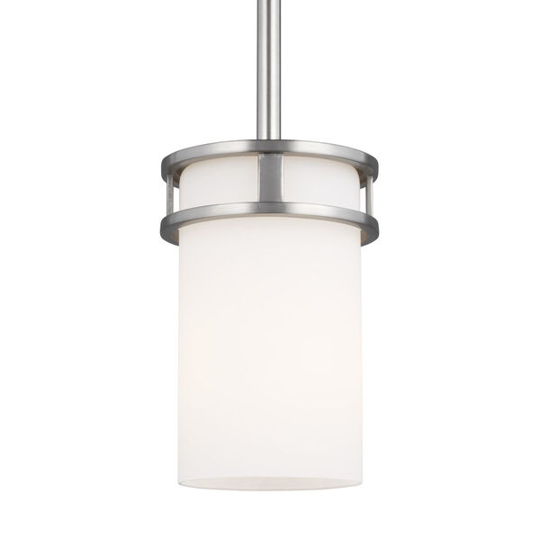 Robie Brushed Nickel One-Light Mini Pendant with Etched White Inside Shade, image 2
