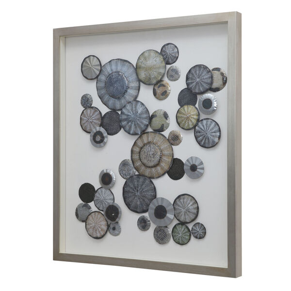 Omala Silver, Charcoal, Rust, Blue and Green Abstract Shadow Box, image 6