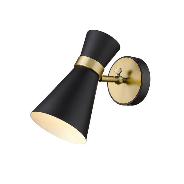 Soriano Matte Black and Heritage Brass One-Light Wall Sconce, image 5