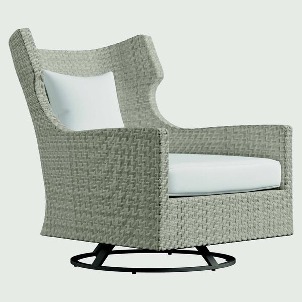 Captiva Pewter Gray and White Outdoor Swivel Chair, image 1