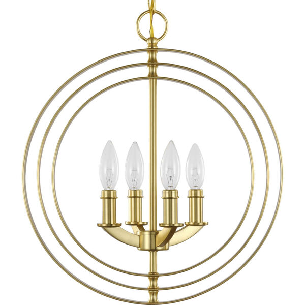 Equinox Satin Brass 16-Inch Four-Light Pendant, image 2
