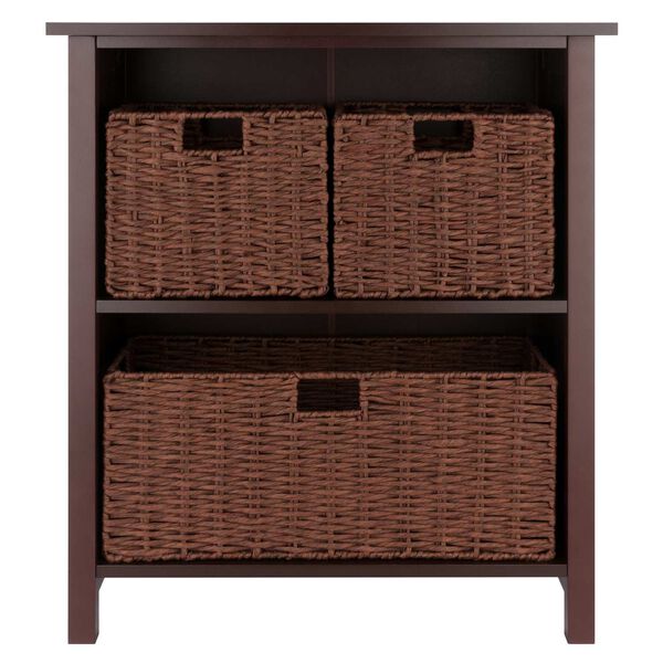 Milan Walnut Storage Shelf with Three Foldable Woven Baskets, 4-Piece, image 3