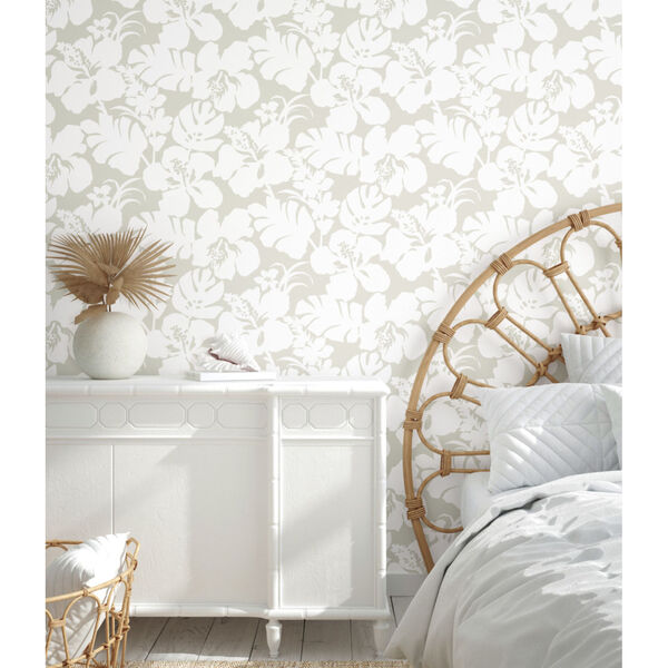 Waters Edge Cream Hibiscus Arboretum Pre Pasted Wallpaper - SAMPLE SWATCH ONLY, image 3