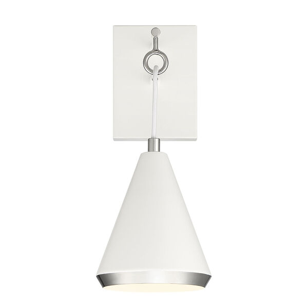 Chelsea White with Polished Nickel One-Light Wall Sconce, image 3