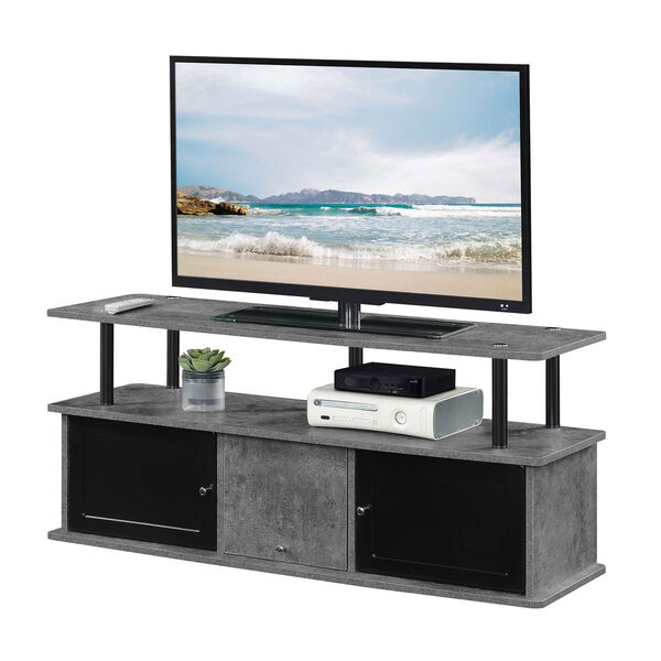 Designs2Go Cement and Black TV Stand with Three Storage Cabinet and Shelf, image 7