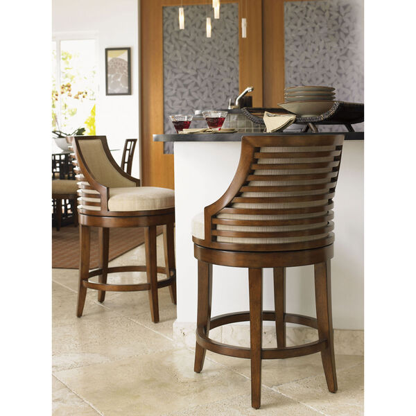Ocean Club Brown and Ivory Cabana Swivel Counter Stool, image 2