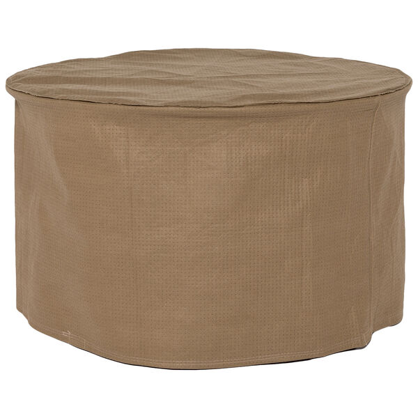 Essential Latte 31 In. Round Patio Ottoman or Side Table Cover, image 1