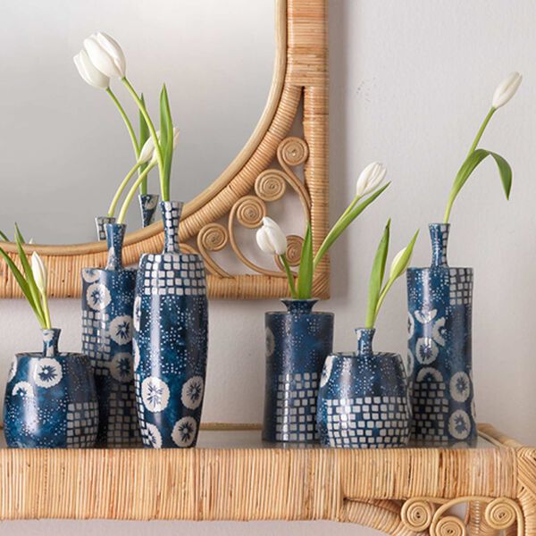 Hana Blue and Off White Cermaic Vase, Set of 4, image 7