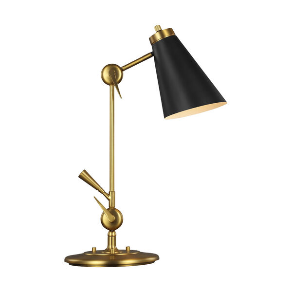 Signoret Burnished Brass and Black One-Light Task Table Lamp, image 1