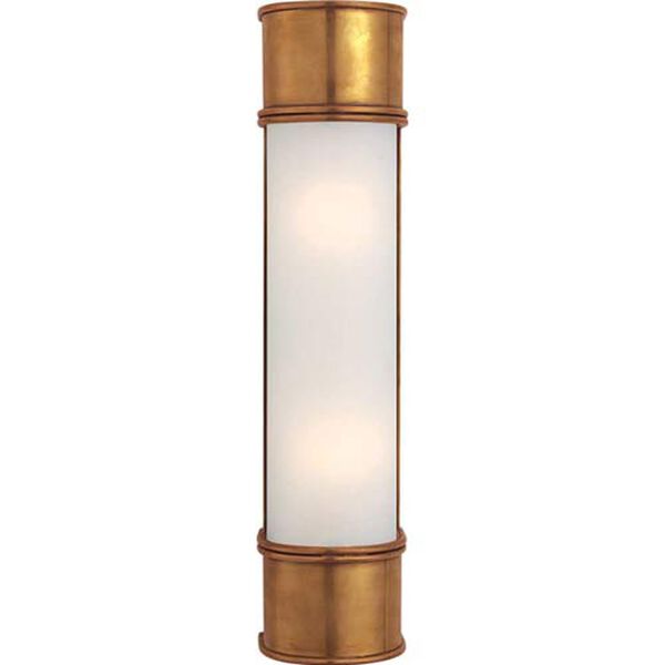Oxford 18-Inch Bath Sconce in Antique-Burnished Brass with Frosted Glass by Chapman and Myers, image 1