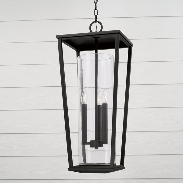 Elliott Black Three-Light Outdoor Hanging Light with Clear Glass, image 3