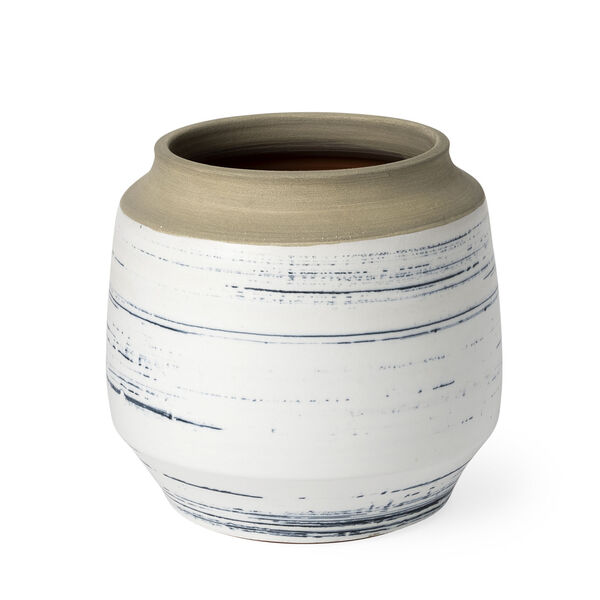 Sonnett White and Blue 9-Inch Ceramic Vase, image 1