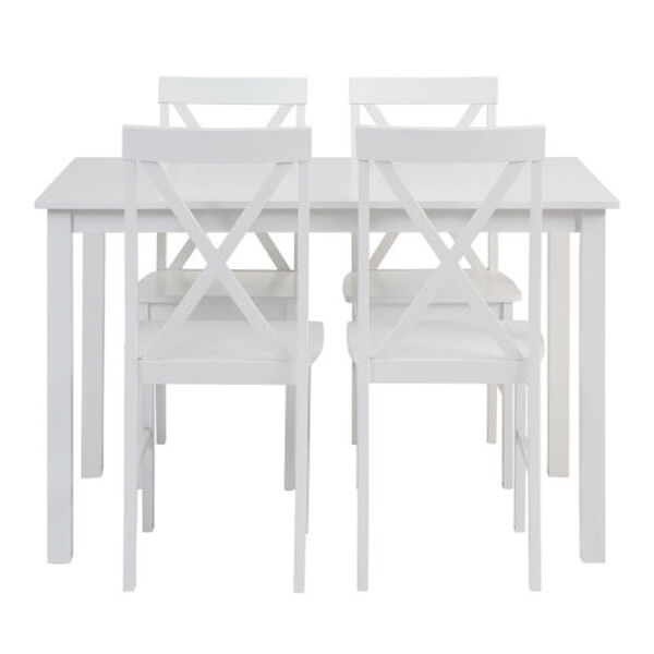 White Dining Set with X Back Chair, 5-Piece, image 2