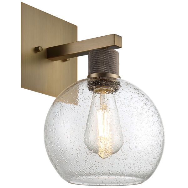 Port Nine Brass-Antique and Satin Globe Outdoor One-Light LED Wall Sconce with Clear Glass, image 5