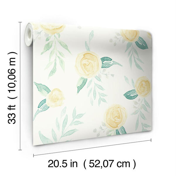 Watercolor Roses Yellow Wallpaper - SAMPLE SWATCH ONLY, image 3