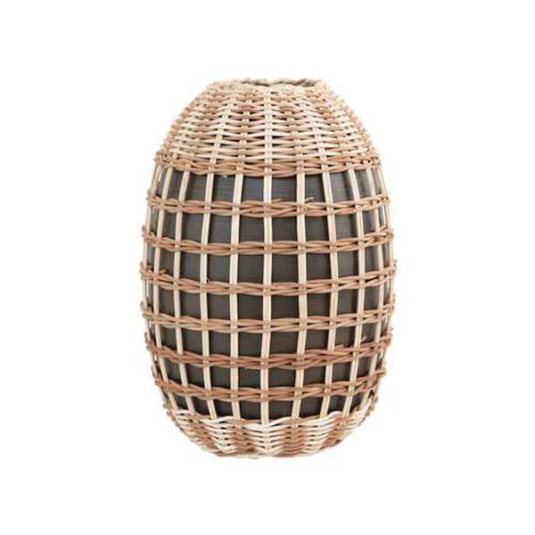 Green Decorative Hand-Woven Seagrass and Bamboo Wrapped Vase, image 1